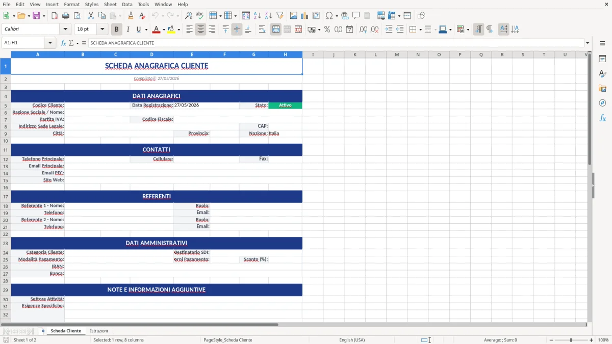 Figura 1: Foglio Scheda Cliente - Modello Excel modello scheda cliente excel