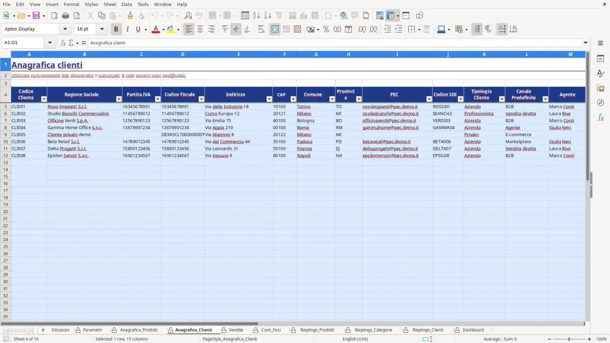 Figura 4: Foglio Anagrafica_Clienti - Modello Excel Marginalità per prodotto Excel - Modello Gratis (2026)